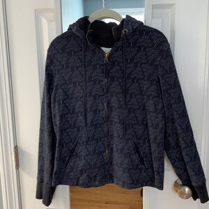 Navy Patterned Hoodie‎